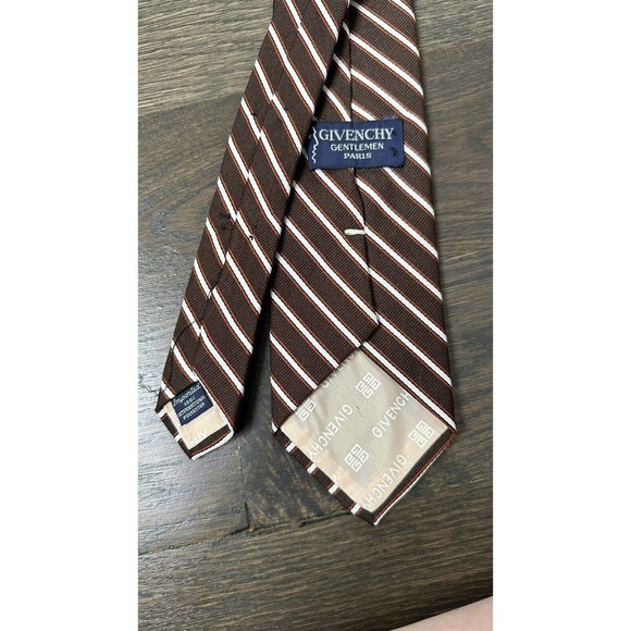 LNWOT GIVENCHY PARIS Thick Striped Tie Brown 58" L 3" W - Picture 3 of 5